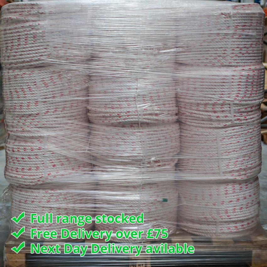 White-Red-Fleck-Floaty-Polysteel-Rope-coil-stack