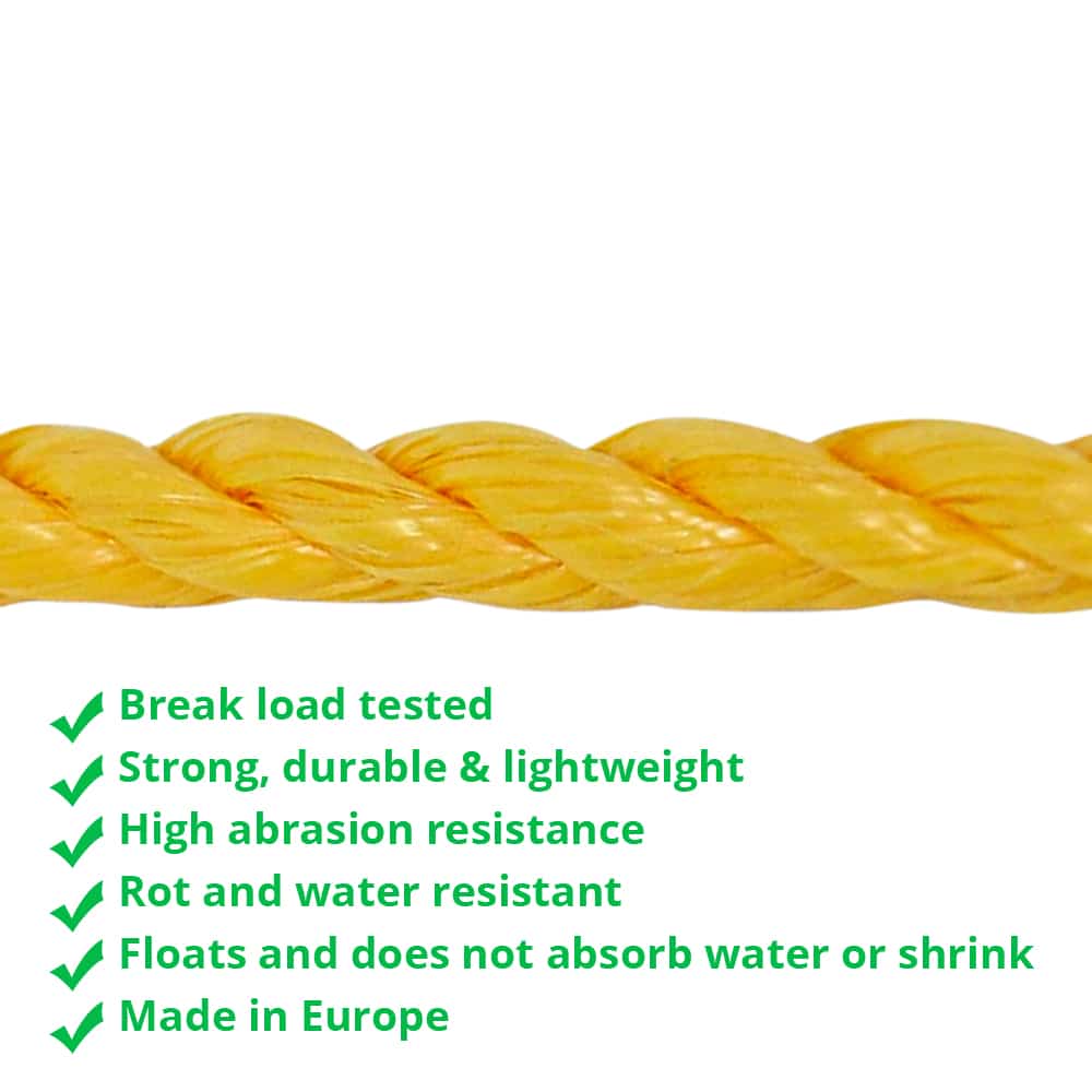 Yellow Measuring Rope 10mm Yellow Polypropylene Rope (Sold by Meter) | Buy Rope